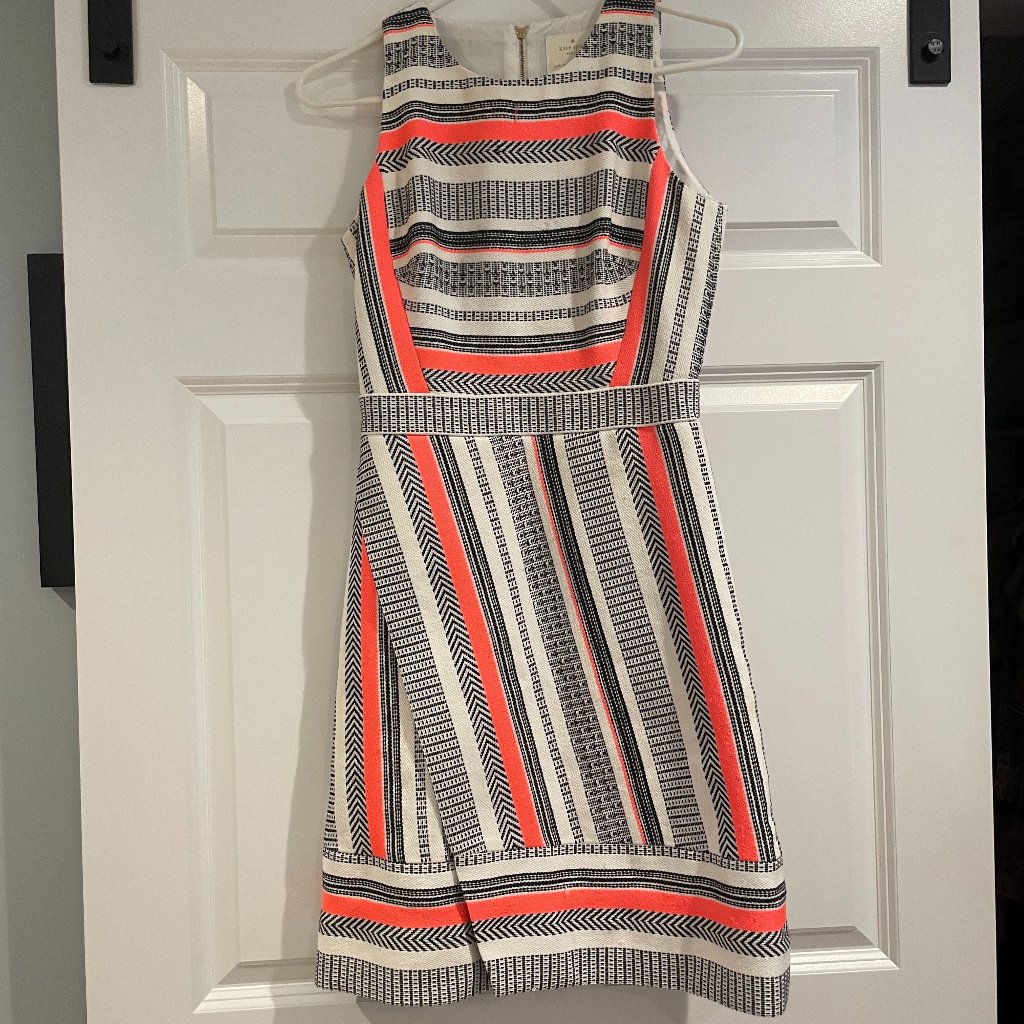 Kate Spade Coral And White A Line Dress